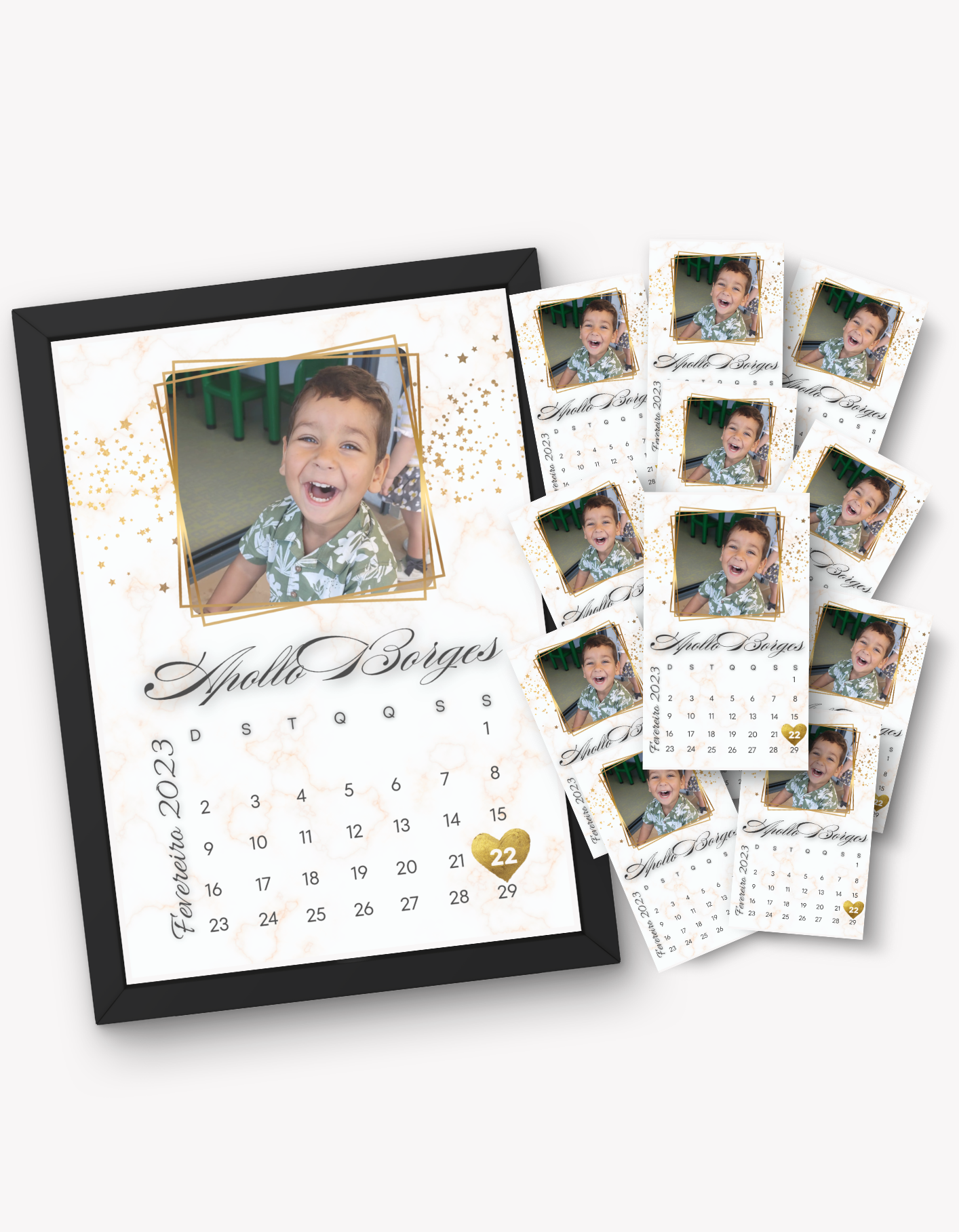 Calendário Comemorativo A4 + Pack de Lembranças 9x5cm