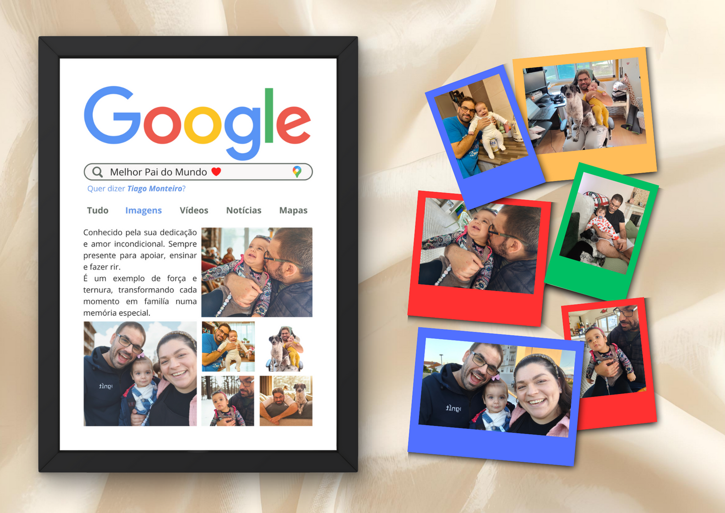 Ilustração Pesquisa Google + Polaroids Magnéticas
