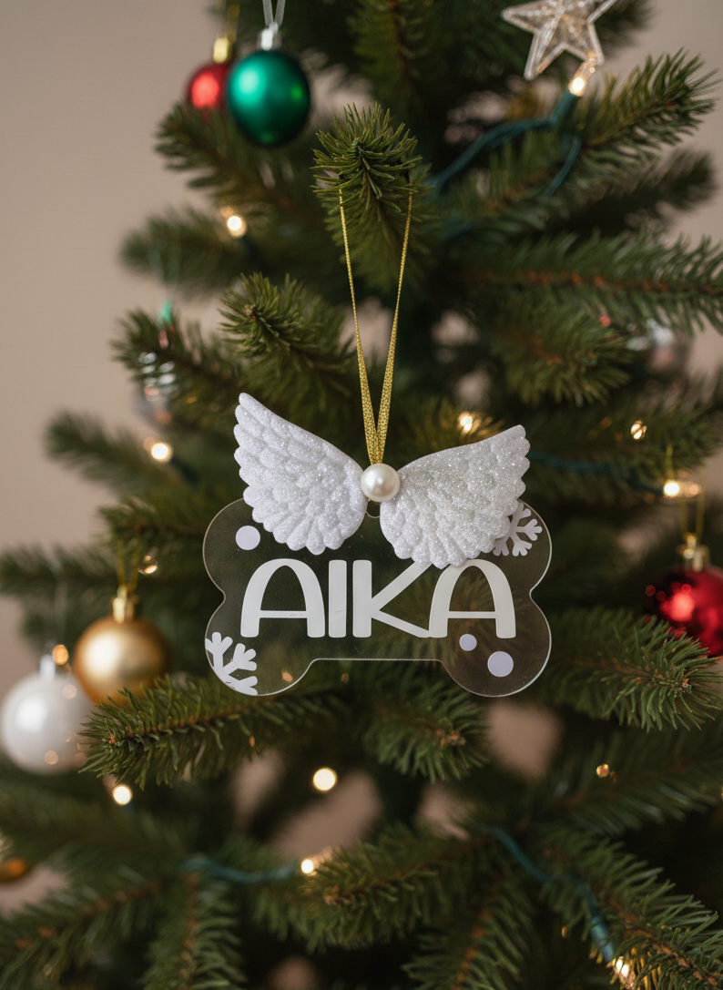Ornamento Acrilico Personalizado em Forma de Osso | Decoração de Natal para Animais de Estimação