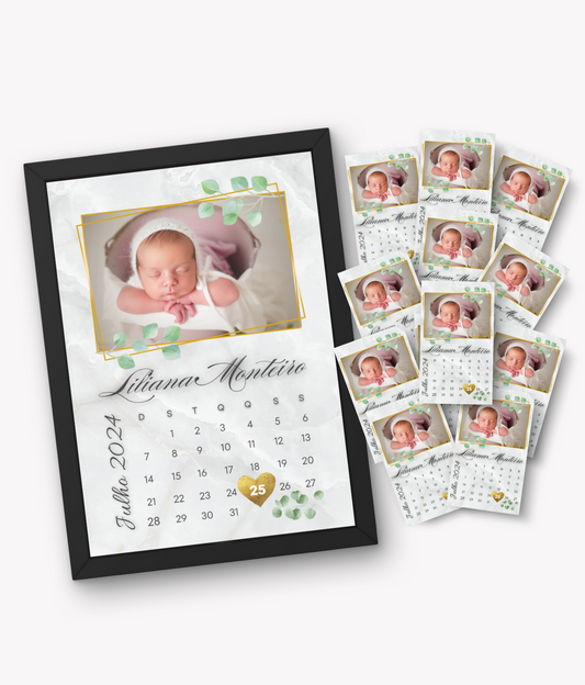 Calendário Comemorativo A4 + Pack de Lembranças 9x5cm