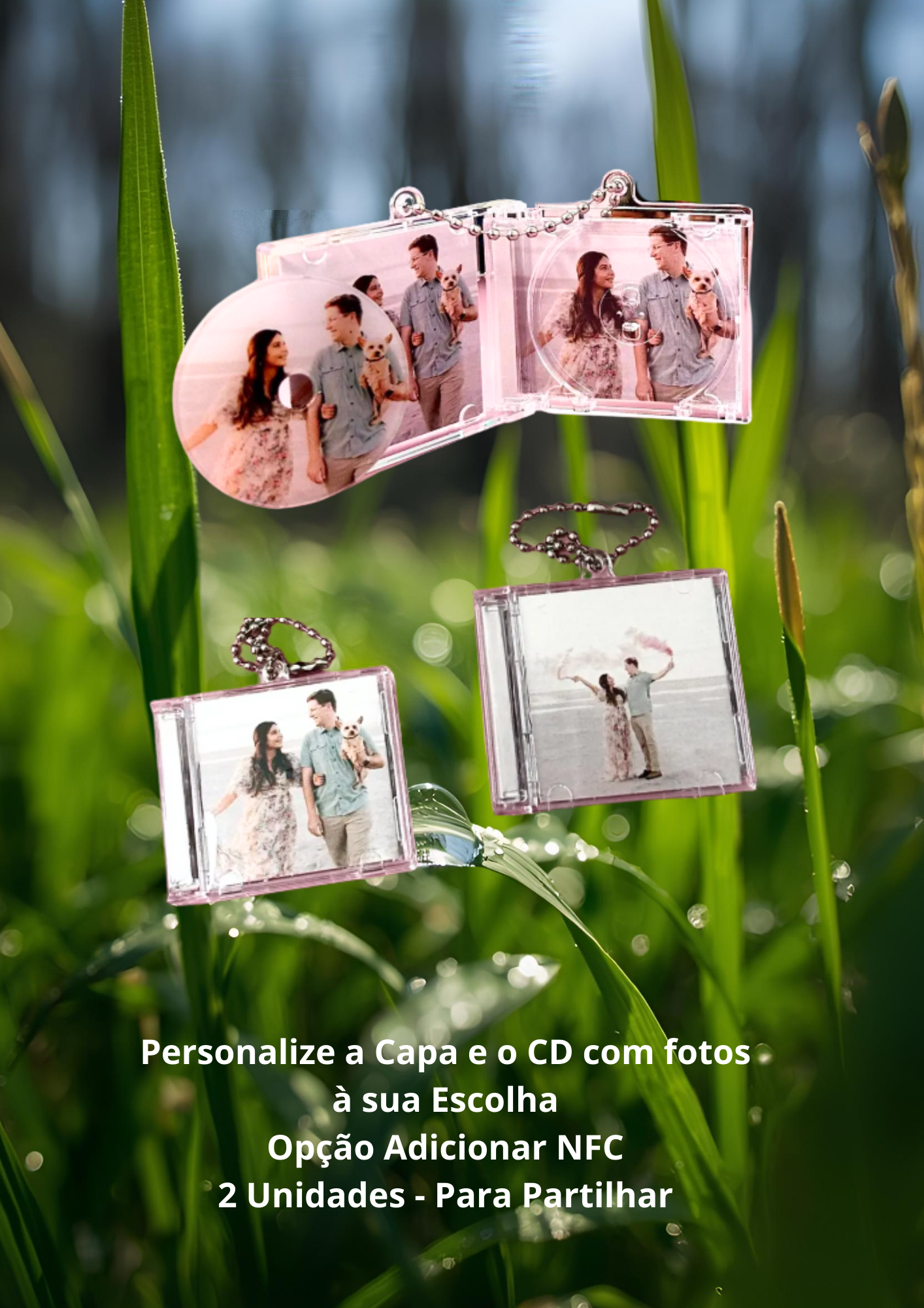Pack de 2 Mini-CDs Personalizados + 2 Ímãs Fotográficos | Com ou Sem NFC
